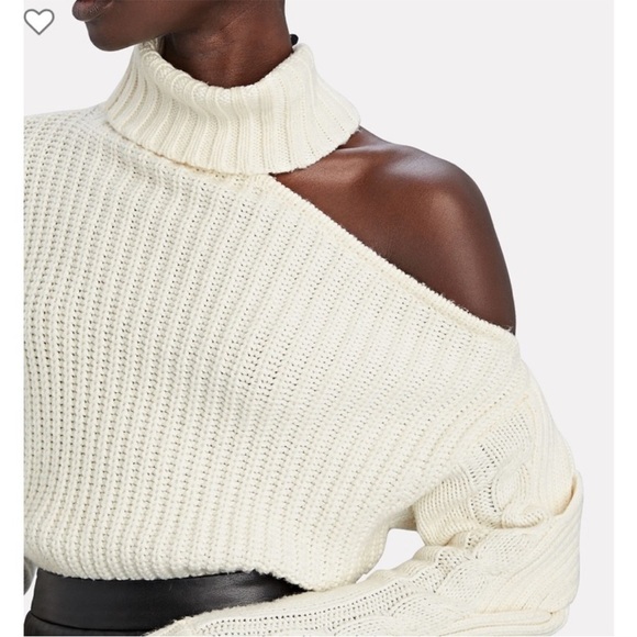 Jonathan Simkhai Aubrey Traveling Cable Knit Sweater One Shoulder Size Small - Picture 3 of 13